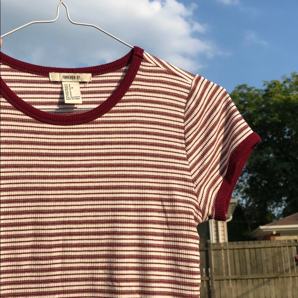 Striped Short-sleeve Cropped Top